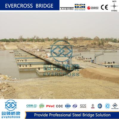 China Traffic Temporary Floating Pontoon Bridge Steel Beam Bridge For Heavy Equipments for sale