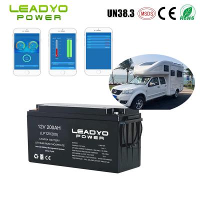 China Rechargeable IP66  Lithium ion  RV Battery 12V 200Ah  LiFePO4 Deep Cycle Batteries with Smart App for sale