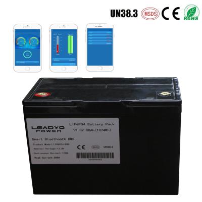 China Smart Lithium ion Boat Battery 12v 80Ah  Deep Cycle Lifepo4 Marine Batteries with Bluetooth app for sale