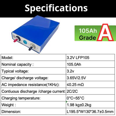 Китай Литий перезаряжаемый 4,2 Вт 105 Ач LiFePO4 батарея Призматическая ячейка продается