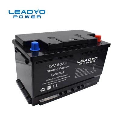 China Lifepo4 12 bateria de colocação em marcha fria de Ion Car Battery Light Weight 80ah 1200 ampère do lítio do volt à venda
