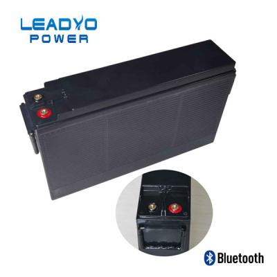 China 12V 100Ah Slimline Lithium Battery With Bluetooth Front Terminal for sale