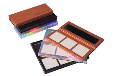 China Brown Paper Empty Blush Highlighter Contour Palette With Hot Stamping Logo for sale
