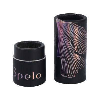 China Matte Black Custom Cardboard Lipstick Tubes 19mm with Holographic Hot Stamping for sale