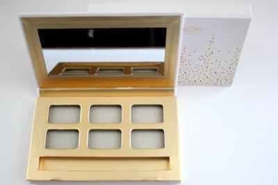 China Matte Gold Empty Eyeshadow Palette Metalized Paper Customized With Brush for sale