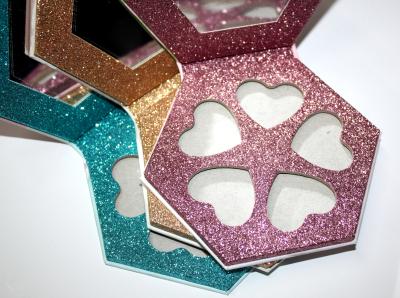 China Hexagon Makeup Empty Eyeshadow Palette Packaging With Glitter Paper for sale
