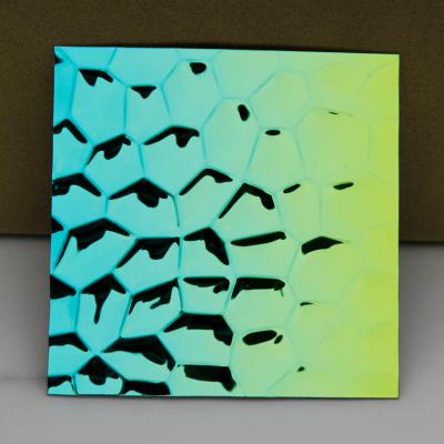 China 3D Golden Mirror Decorative Stainless Steel Sheet 304 Hammered Patterns PVD Green for sale