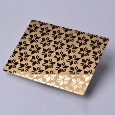 China Gold Mirror Etched Stainless Steel Sheet 304 1219mm 2438mm Elevator Door for sale