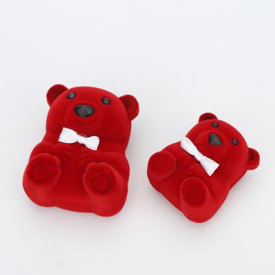 China Panda Shape  Ring / Earring Display Box Lightweight Red Velvet Boxed For Jewellery for sale