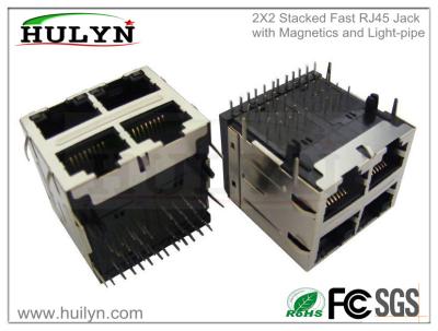 China Stacked 2x2- RJ45 with transformer RJ45 JACK for sale