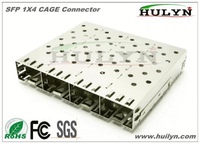 China SFP 1x4 CAGE Connector SFP Jack With LEDs for sale