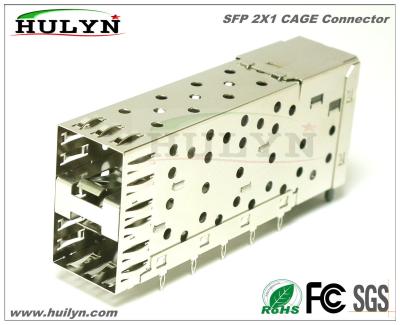China SFP 2x1 CAGE Stacked SFP Jack With LEDs for sale