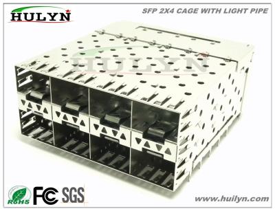China SFP  2x4 Stacked SFP Jack With LEDs for sale