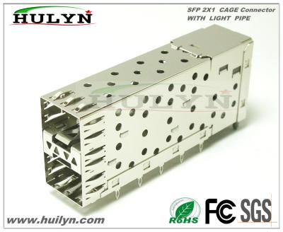 China SFP 2x1 CAGE Stacked SFP Jack With LEDs for sale
