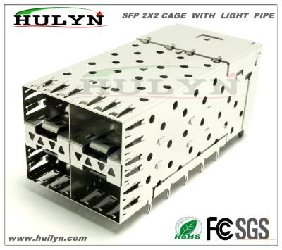 China SFP 2x2 CAGE  Stacked SFP Jack With LEDs for sale