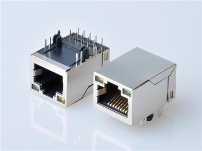 China RJ45 Modular Jack Connector,Transformer, with LED,Side Entry, 10/100 Mbps for sale