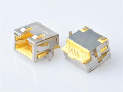 China HULYN RJ45 1x1 Jack, Shielded RJ45 Modular Jack, Through Hole Type, DIP,with LEDs for sale