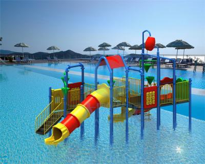 中国 子供の保証運動場水スライドのバケツが付いている反紫外線屋外のプールのスライド 販売のため