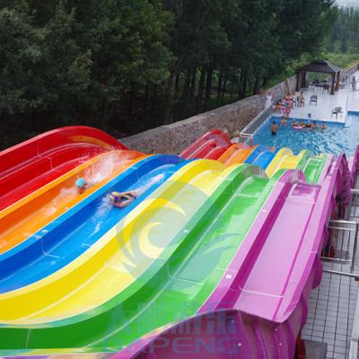 Chine 6 taille de emballage des glissières d'eau de Mat Racer Water Slide Rainbow de fibre de verre de ruelles 10m à vendre