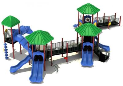 China Equipamento de playground externo 3 em 1 Playhouse de plástico com escorrega à venda
