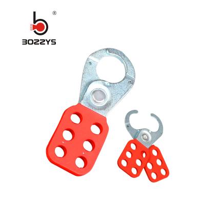 China 6 Lock Red 25mm shackle diameter PA CoatedSteel Safety Lockout Hasp Lock With Hooks for sale