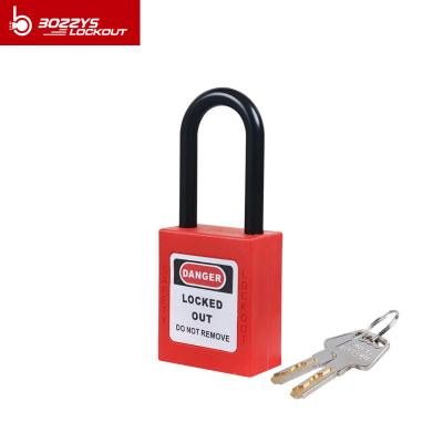 China PA lock body nylon shackle master key security padlock any colors available, usually red and yellow for sale