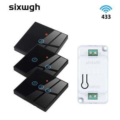 China Wireless Touch Wall Switches Sets RF433 1gang Luxury Glass Panel Remote Control Switch Light Switch à venda