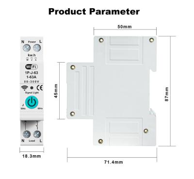China Tuya WiFi Smart Circuit Breaker Switch Single Phase Metering Over Current Remote Mobile Control Timer zu verkaufen