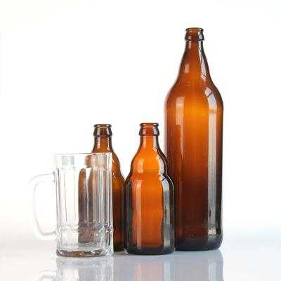 China Garrafa de cerveja de vidro de âmbar 200 ml 250 ml 300 ml 330 ml 500 ml à venda