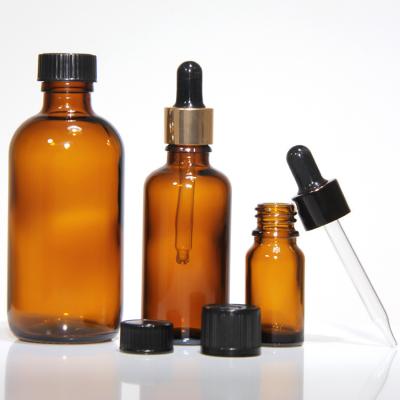 China Custom Amber Eye Glass Dropper Bottles For Serum Cosmetic for sale