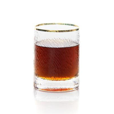 China 7oz 8oz gepersonaliseerde kristal whisky glas tumbler met gouden rand Te koop