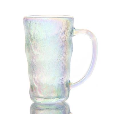 China 300ml Crystal Coffee Mugs Glacier Glass Tumbler With Handle for sale