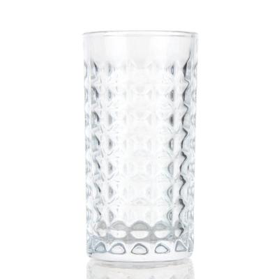 China Copo de vidrio grabado con costillas para beber whisky para botella de vodka en venta