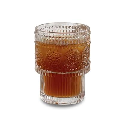 China Ribbed Coffee Wine Drinking Glasses Tumbler Sunflower Cup 190ml for sale