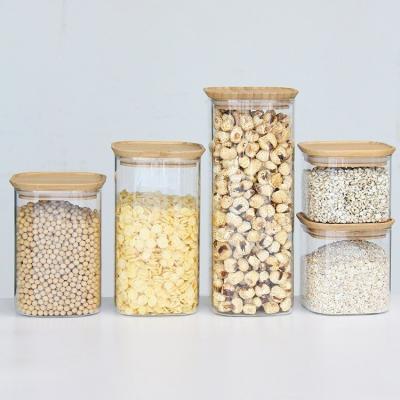 China High Borosilicate Glass Jars 300ml Kitchen Canisters With Pantry Cork Lid for sale