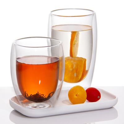 China Borosilicate Double Wall Glass Cappuccino Milk Cups For Wedding for sale