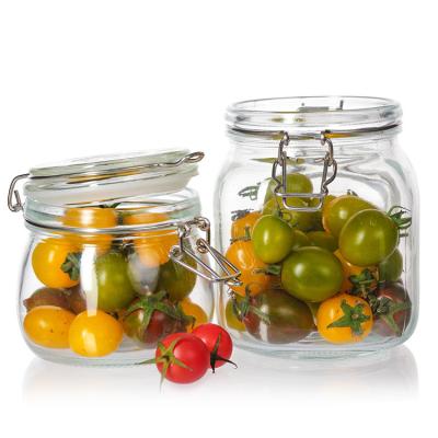 China 1000ml Food Glass Storage Canisters Airtight Glass Storage Containers With Clip Lid for sale