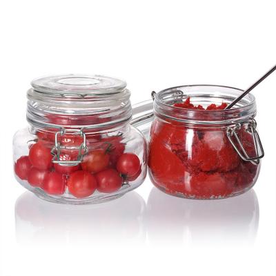 China Air Sealed Glass Food Jars With Clip Lid 100ml 200ml for sale