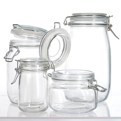 China Empty Airtight Canning Freezing Glass Jars Jelly Packing With Stainless Steel Lids for sale
