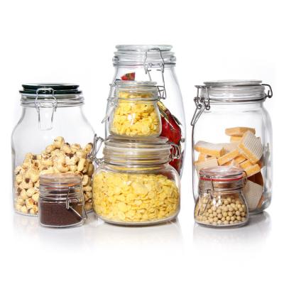 China Envases de vidrio personalizados para la despensa Envases de vidrio para el almacenamiento de alimentos herméticos en venta