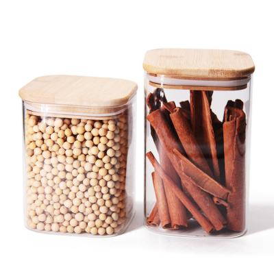 China High Borosilicate Glass Snack Containers 1600ml With Bamboo Lids for sale