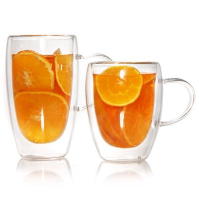 China Customized Double Wall Glass Juice Latte Cup 450ml 600ml for sale