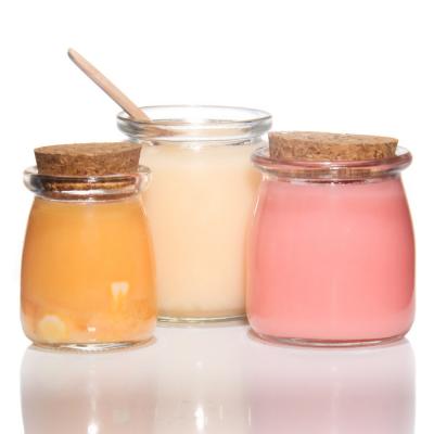 China Mini Labelled Storage Jars Pudding Transparent Glass Container for sale