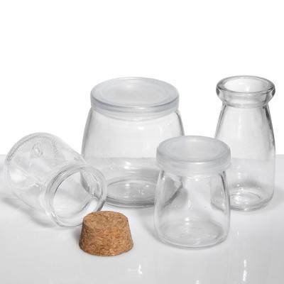 China OEM Glass Pudding Jars Spice Jars Cork Lids 50ml 100ml 150ml for sale
