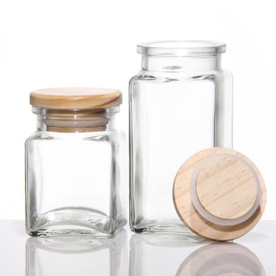 China 150ml 285ml Empty Glass Coffee Jars Square With Cork Stopper for sale