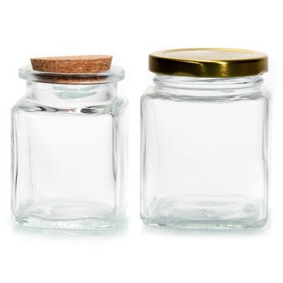 China 50ml 80ml Glass Tea Coffee Sugar Canisters Container With Metal Lid for sale
