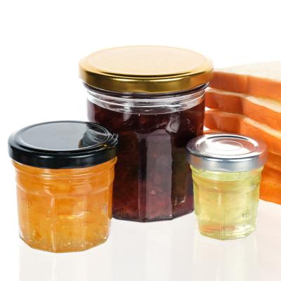 China Contenedores de vidrio apilables pequeños herméticos de albañilería para almacenamiento de especias de mermelada de miel en venta