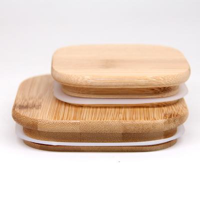 China                  Eco Friendly Reusable Mason Jar Lids Bamboo Wooden Tea Coffee Cup Cover 70 mm Size Lids with Straw Hole              for sale