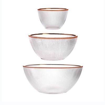 China ODM Transparent Crystal Glass Fruit Bowls Dinnerware With Gold Rim for sale
