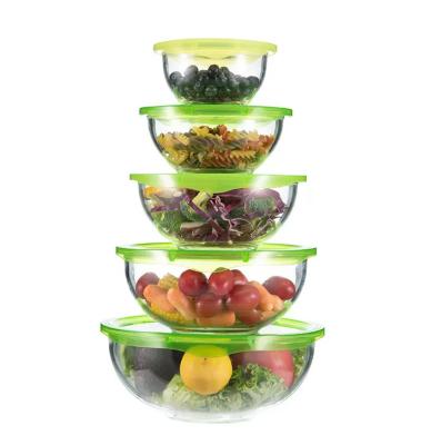 China 500ml Transparent Glass Fruit  Salad Bowls Dinnerware Mixing Bowl Set for sale